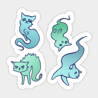 Cat Ghost Pattern Cute Spooky Halloween Design Sticker